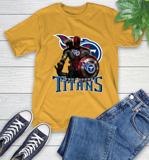 NFL Captain America Thor Spider Man Hawkeye Avengers Endgame Football Tennessee Titans T-Shirt 3