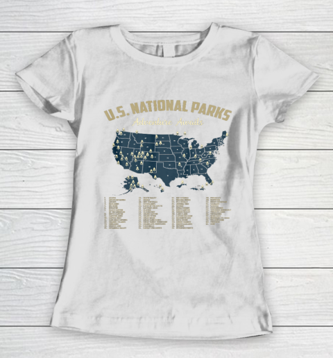 National Parks Map US Camping Hiking Outdoor Women's T-Shirt