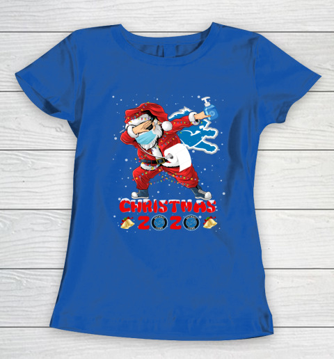 Detroit Lions Funny Santa Claus Dabbing Christmas 2020 NFL Women's T-Shirt 8