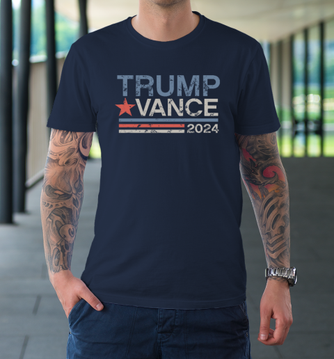 Trump Vance 2024 Retro Stripe Trump JD Vance T-Shirt 2