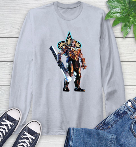 NFL Thanos Gauntlet Avengers Endgame Football New Orleans Saints Long Sleeve T-Shirt 6