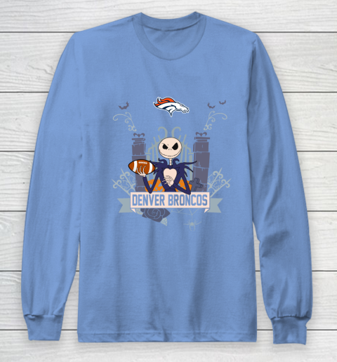 NFL Denver Broncos Football Jack Skellington Halloween Long Sleeve T-Shirt 8