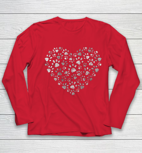 Dog Mom T Shirt Cool Paw Print Heart Women Men Dog Lovers Youth Long Sleeve 8