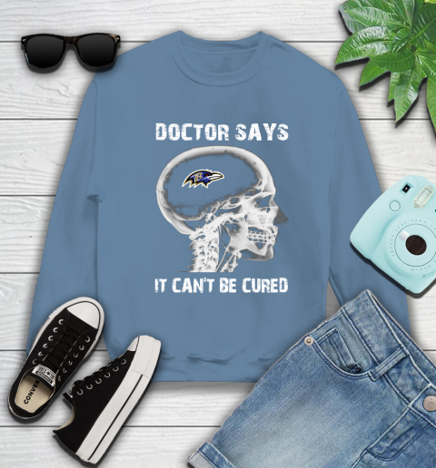 NFL Baltimore Ravens Football Skull It Can't Be Cured Shirt Sweatshirt - Image 10