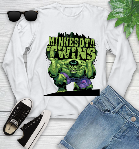 Minnesota Twins MLB Baseball Incredible Hulk Marvel Avengers Sports Youth Long Sleeve