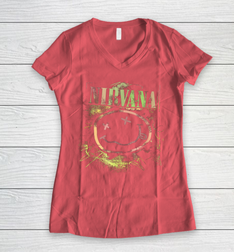 Vintage Nirvanas Smile Design Limited Women's V-Neck T-Shirt 4