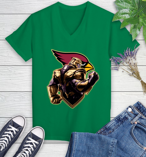 NFL Thanos Avengers Endgame Football Sports Arizona Cardinals Women's V-Neck T-Shirt 5