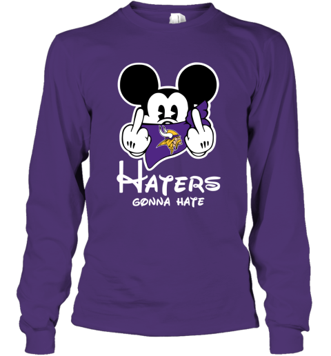 NFL Minnesota Vikings Haters Gonna Hate Mickey Mouse Disney Football T Shirt S6L98YUqzPU long sleeve tee 14 95 151514 front purple