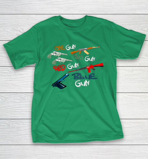 One Gun Two Gun Red Gun Blue Gun Funny T-Shirt 5