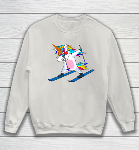 Skiing Unicorn Dabbing Funny Gift Sweatshirt 10