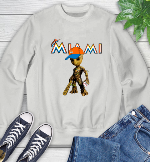 MLB Miami Marlins Groot Guardians Of The Galaxy Baseball Sweatshirt 5