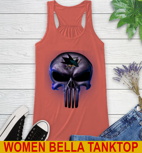 San Jose Sharks NHL Hockey Punisher Skull Sports Racerback Tank 3