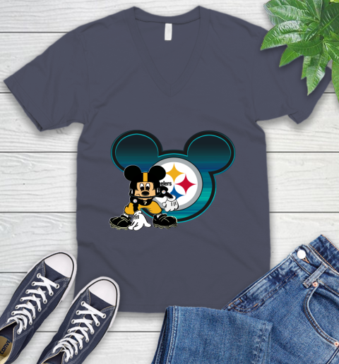 NFL Pittsburgh Steelers Mickey Mouse Disney Football T Shirt V-Neck T-Shirt 9