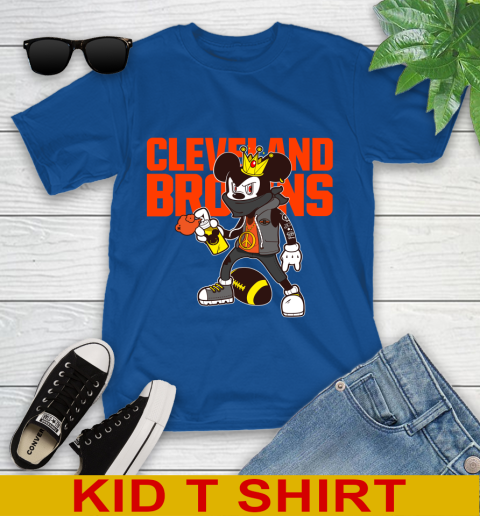 Cleveland Browns NFL Football Mickey Peace Sign Sports Youth T-Shirt 9