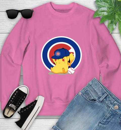 MLB Pikachu Baseball Sports Chicago Cubs Youth Sweatshirt 7