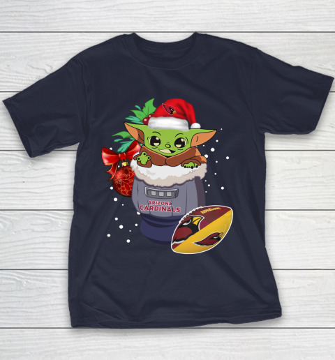 Arizona Cardinals Christmas Baby Yoda Star Wars Funny Happy NFL Youth T-Shirt 4