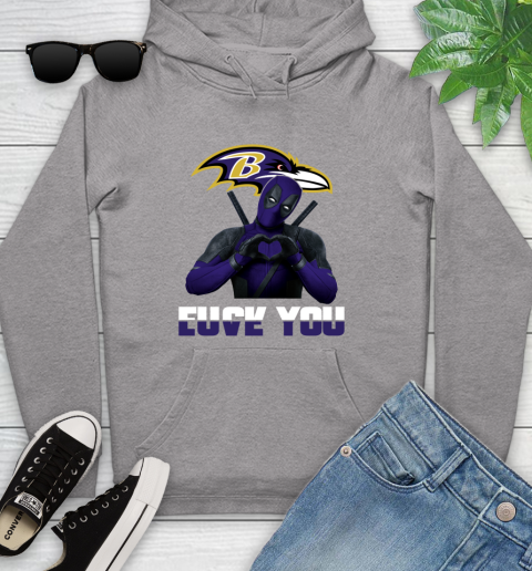 NHL Baltimore Ravens Deadpool Love You Fuck You Football Sports Youth Hoodie 6