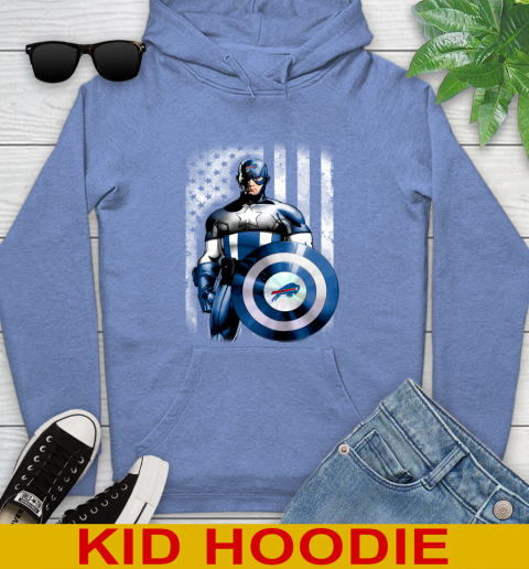 Buffalo Bills NFL Football Captain America Marvel Avengers American Flag Shirt Youth Hoodie 12