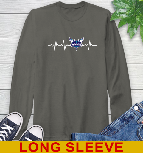 Charlotte Hornets NBA Basketball Heart Beat Shirt Long Sleeve T-Shirt 10