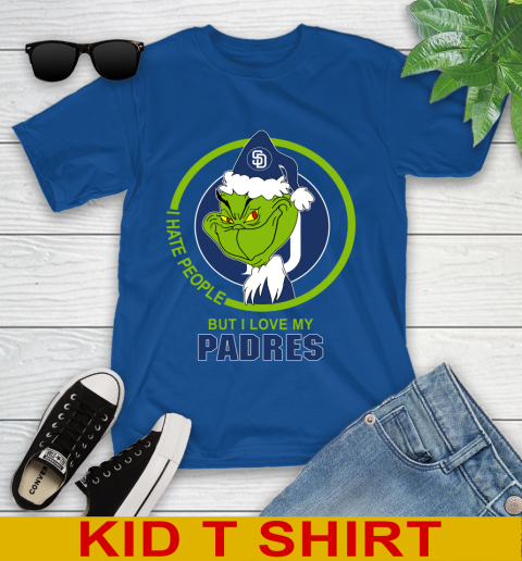San Diego Padres MLB Christmas Grinch I Hate People But I Love My Favorite Baseball Team Youth T-Shirt 9