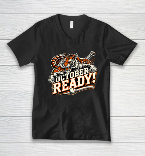 October Ready Baseball Tiger Fan V-Neck T-Shirt