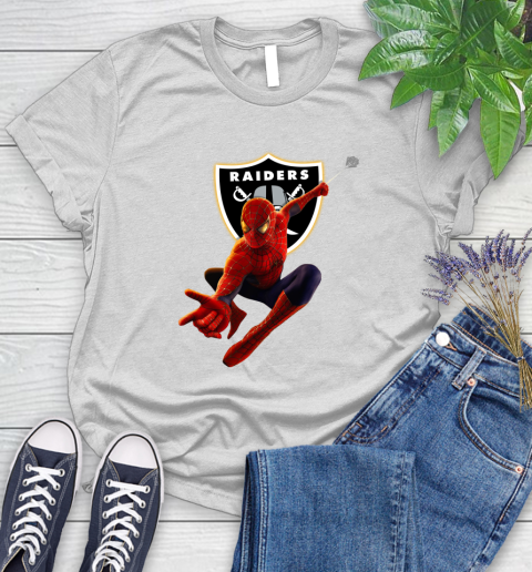 NFL Spider Man Avengers Endgame Football Oakland Raiders Women's T-Shirt