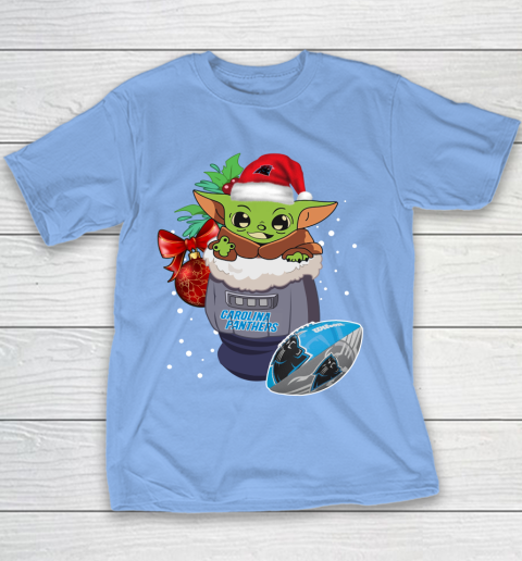 Carolina Panthers Christmas Baby Yoda Star Wars Funny Happy NFL Youth T-Shirt 10