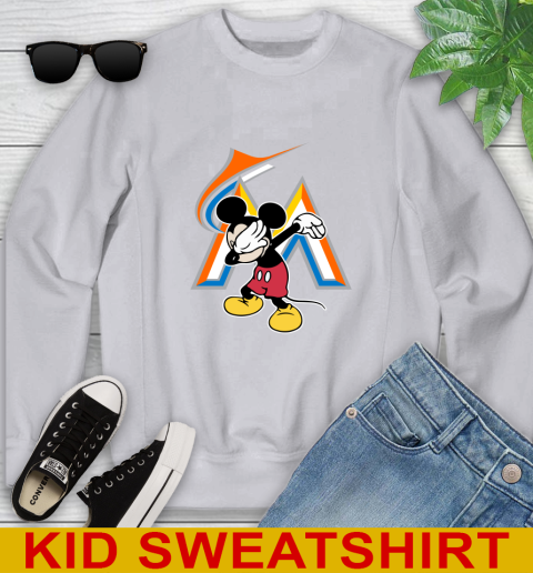 Miami Marlins MLB Baseball Dabbing Mickey Disney Sports Youth Sweatshirt 4