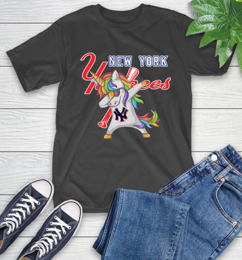 New York Yankees MLB Baseball Funny Unicorn Dabbing Sports T-Shirt 2