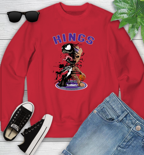 NBA Sacramento Kings Basketball Venom Groot Guardians Of The Galaxy Youth Sweatshirt 9