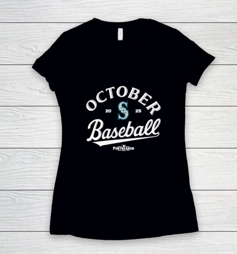 Seattle Mariners October Baseball 2025 Women's V-Neck T-Shirt