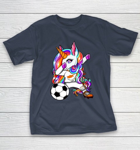 Dabbing Unicorn Cyprus Soccer Fans Jersey Cypriot Football T-Shirt 4