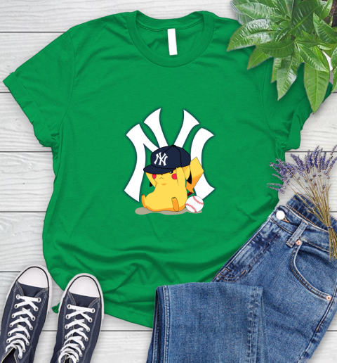 MLB Pikachu Baseball Sports New York Yankees Women's T-Shirt 6