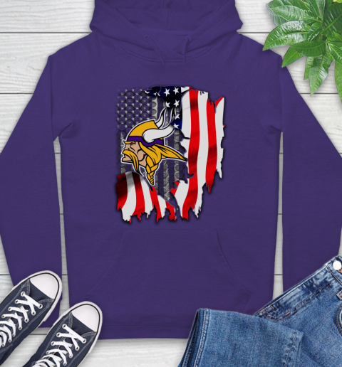 Minnesota Vikings NFL Football American Flag Hoodie 5