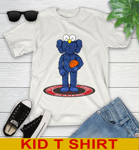 NBA Basketball Portland Trail Blazers Kaws Bff Blue Figure Shirt Youth T-Shirt