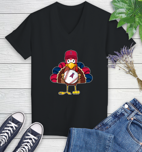 Los Angeles Angels Turkey thanksgiving Women's V-Neck T-Shirt 2