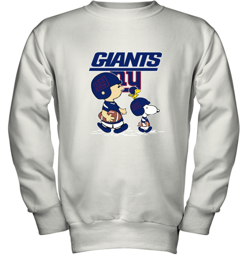 New York Giants Let's Play Football Together Snoopy NFL Youth Sweatshirt