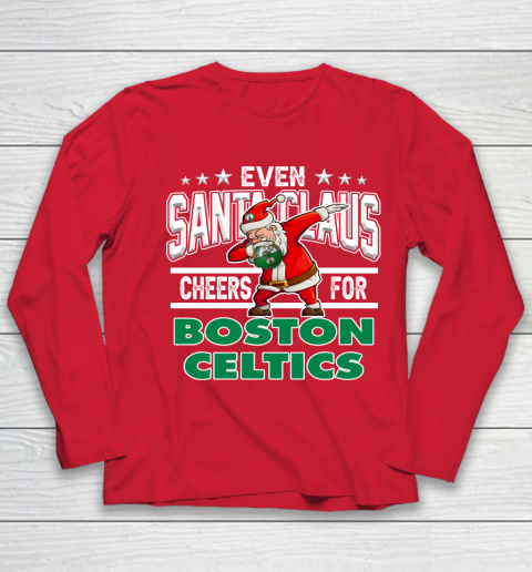 Boston Celtics Even Santa Claus Cheers For Christmas NBA Youth Long Sleeve 8