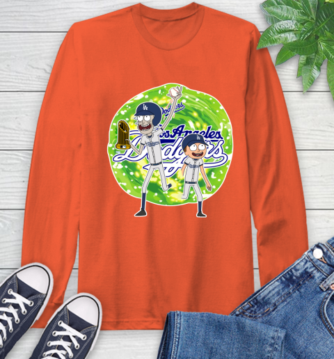 MLB Los Angeles Dodgers Rick And Morty Commissioner's Trophy Baseball Sports Long Sleeve T-Shirt 5