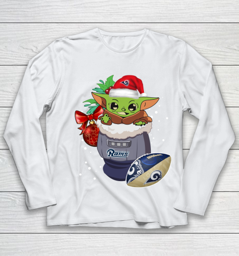Los Angeles Rams Christmas Baby Yoda Star Wars Funny Happy NFL Youth Long Sleeve 2