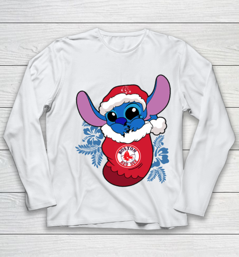 Boston Red Sox Christmas Stitch In The Sock Funny Disney MLB Youth Long Sleeve 2