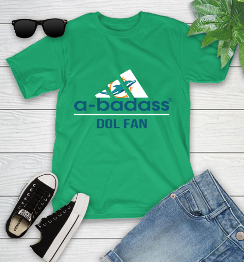 NFL A Badass Miami Dolphins Fan Adidas Football Sports Youth T-Shirt 8