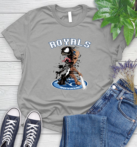 MLB Kansas City Royals Baseball Venom Groot Guardians Of The Galaxy Women's T-Shirt 10