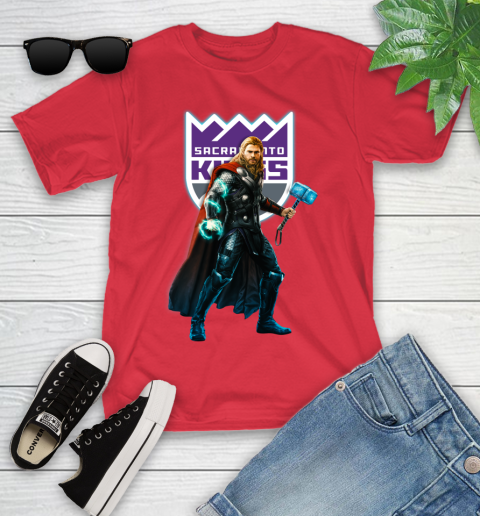 NBA Thor Avengers Endgame Basketball Sacramento Kings Youth T-Shirt 10