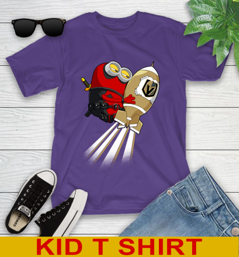 NHL Hockey Vegas Golden Knights Deadpool Minion Marvel Shirt Youth T-Shirt 3