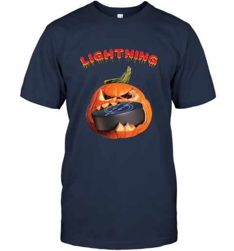 NHL Tampa Bay Lightning Halloween Pumpkin Hockey Sports p1OkpjSMEvq classic t shirt 2 95 151514 front navy