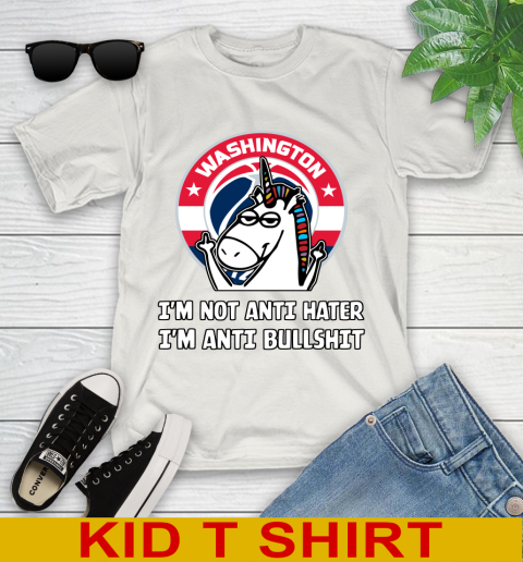Washington Wizards NBA Basketball Unicorn I'm Not Anti Hater I'm Anti Bullshit Youth T-Shirt 12