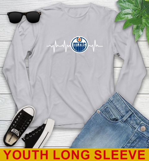 Edmonton Oilers NHL Hockey Heart Beat Shirt Youth Long Sleeve 5