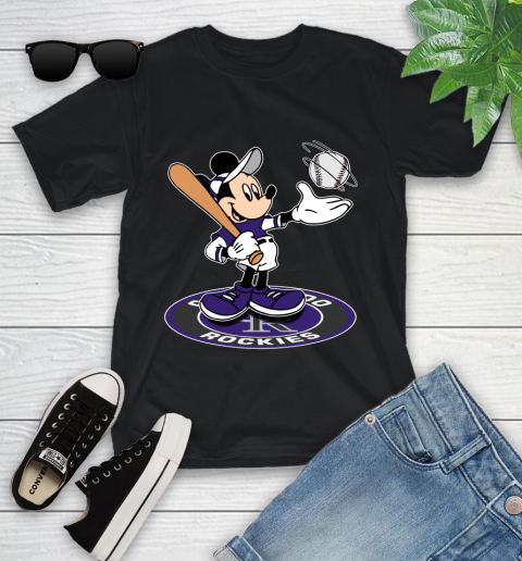 MLB Baseball Colorado Rockies Cheerful Mickey Disney Shirt Youth T-Shirt