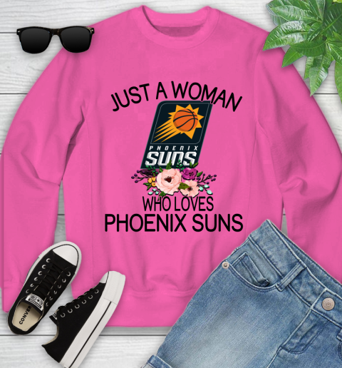 NBA Just A Woman Who Loves Phoenix Suns Basketball Sports Youth Sweatshirt 3